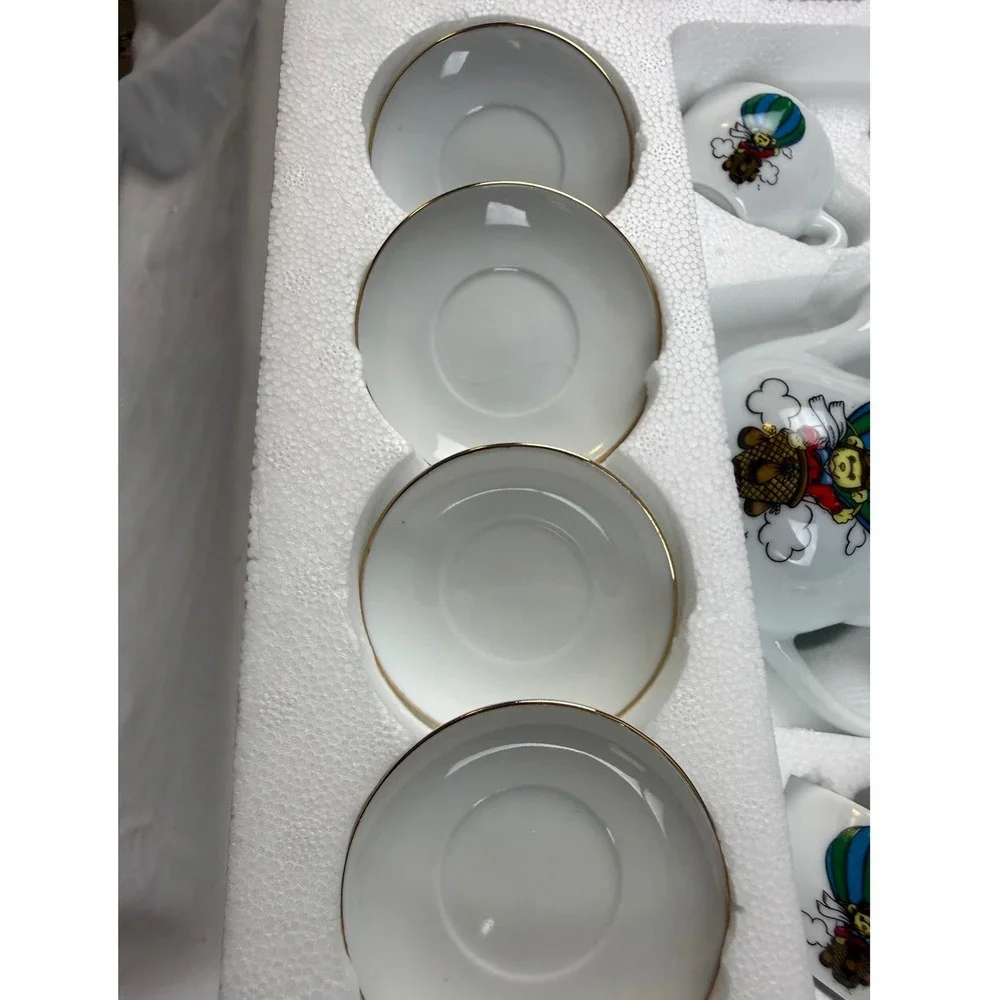 VTG Reutter Porzellan Germany Miniature Tea Set Hot Air Balloon Lands End NIB